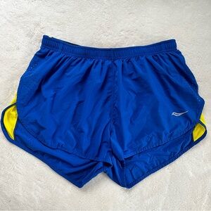 Saucony Blue and Yellow Athletic Shorts